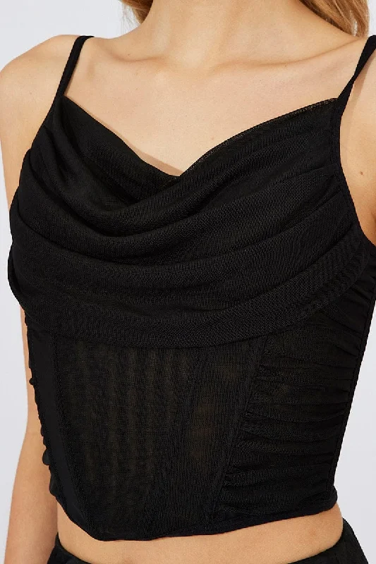 Black Corset Top Crop