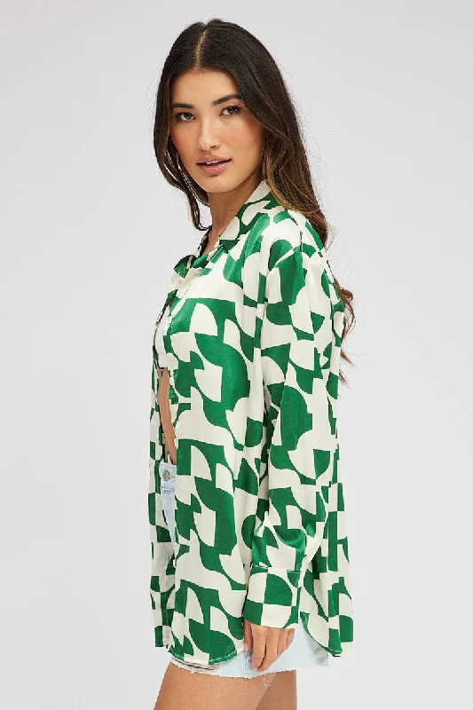 Green Abstract Shirt Long Sleeve