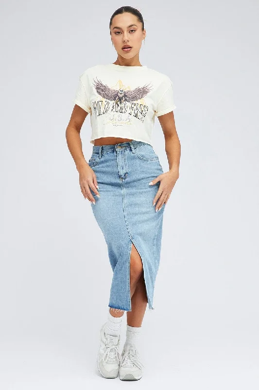 Nude Graphic Eagle Mountains Crop Oversized Tee T-shirt