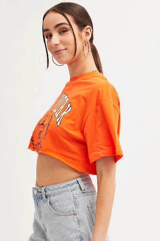 Orange Crop T Shirt Short Sleeve Crew Neck New York