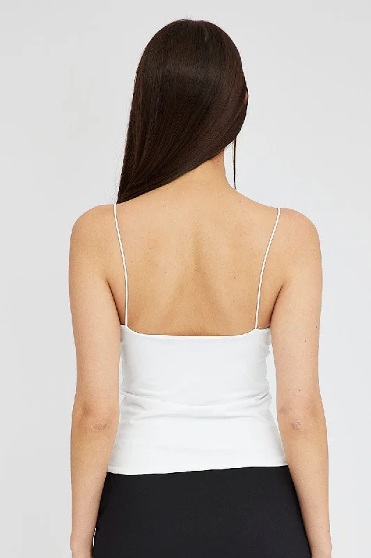 White Top Crop Strap Corsage