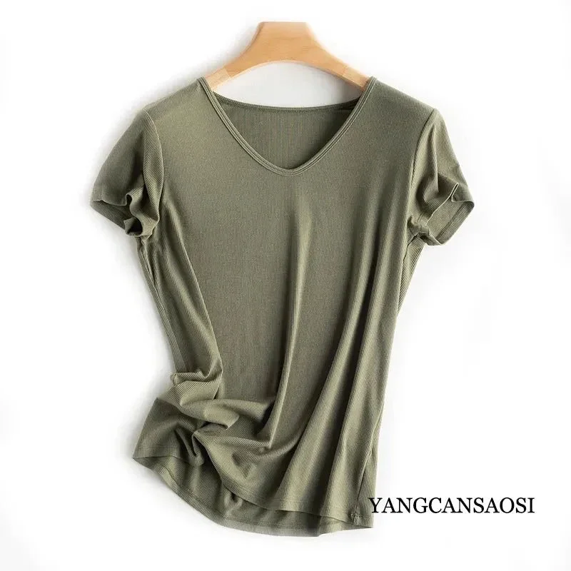 V neck Olive green / XXL bust 98-120cm