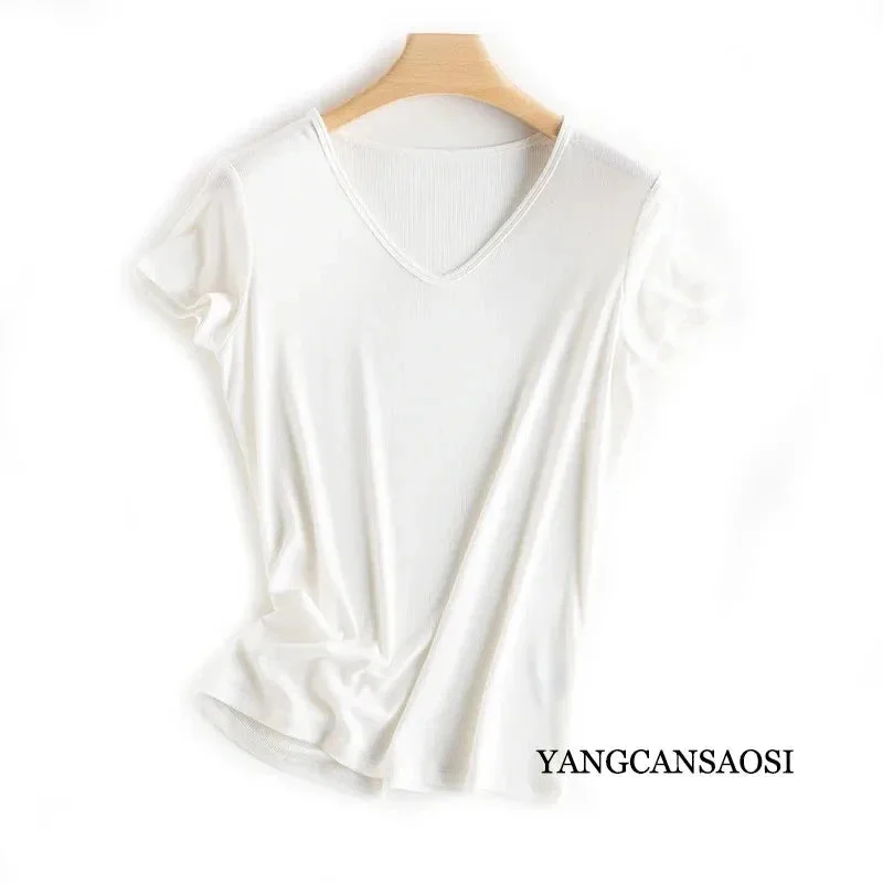 V neck white / M bust 86-110cm