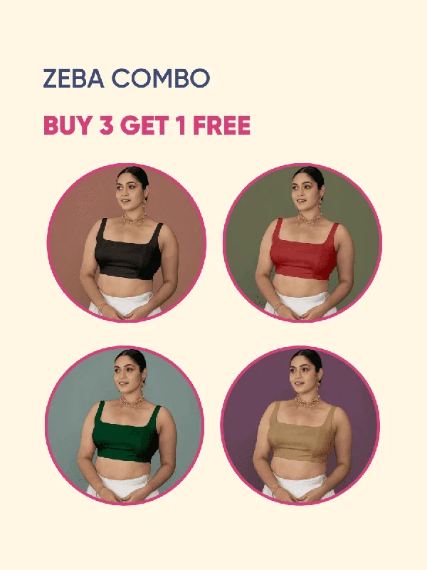 Zeba | Sleeveless FlexiFit™ Saree Blouse Bestseller Combo @ Buy 3 GET 1 FREE