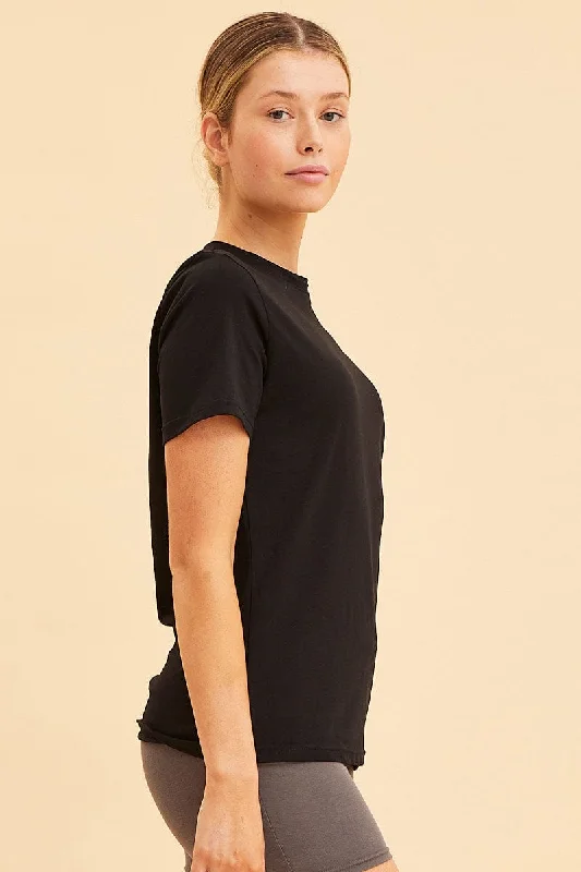 Black Cotton T-Shirt Crew Neck Regular Fit Cotton