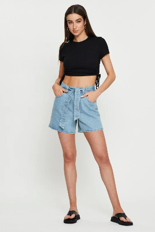 Black Crop T Shirt Short Sleeve