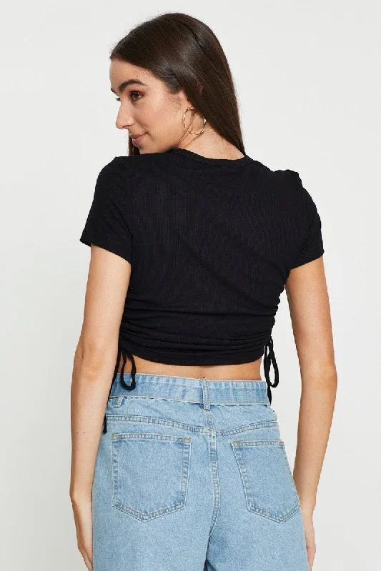 Black Crop T Shirt Short Sleeve