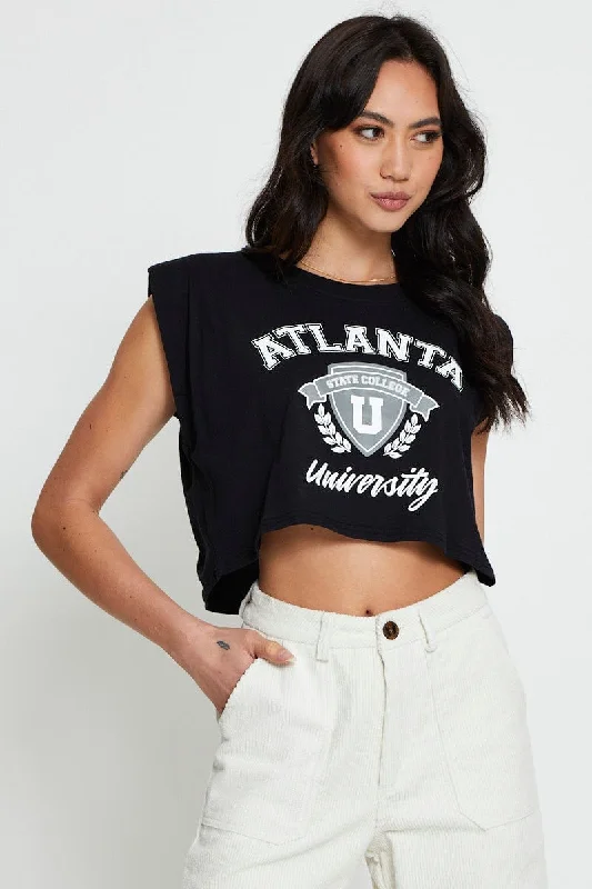 Black Crop T Shirt Short Sleeve