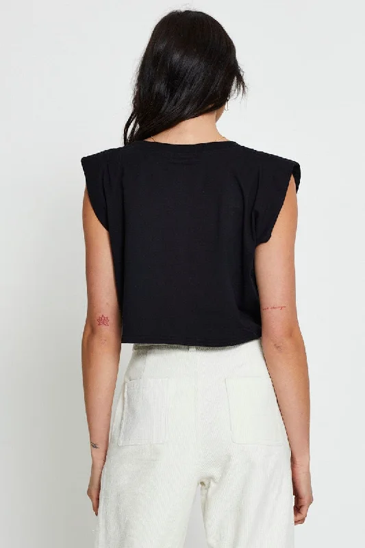 Black Crop T Shirt Short Sleeve