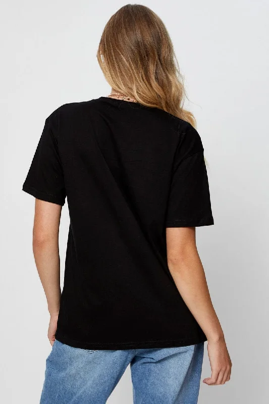 Black Graphic T Shirt Short Sleeve Boyfriend