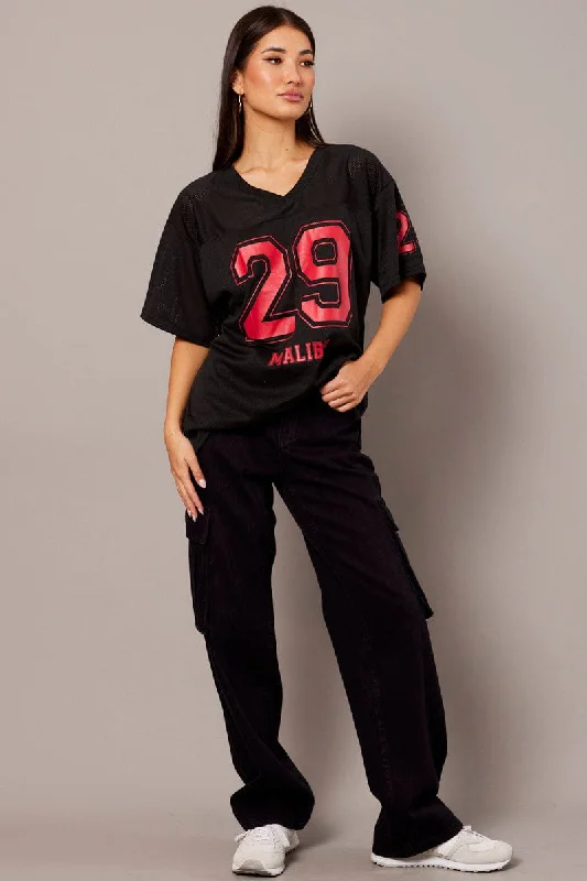 Black Sports Tee Short Sleeve