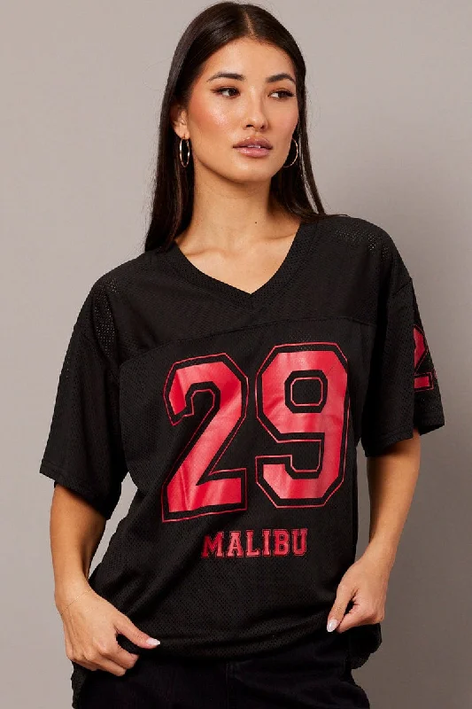 Black Sports Tee Short Sleeve