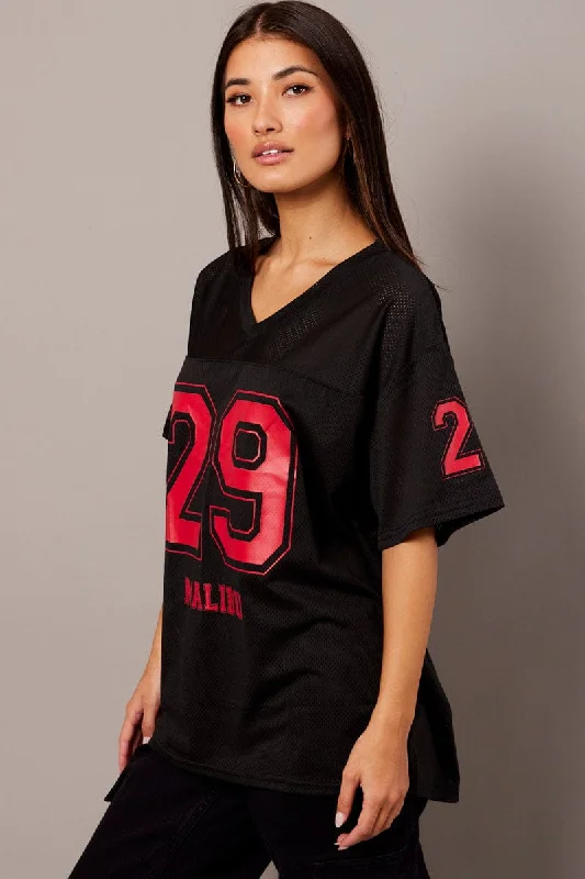 Black Sports Tee Short Sleeve