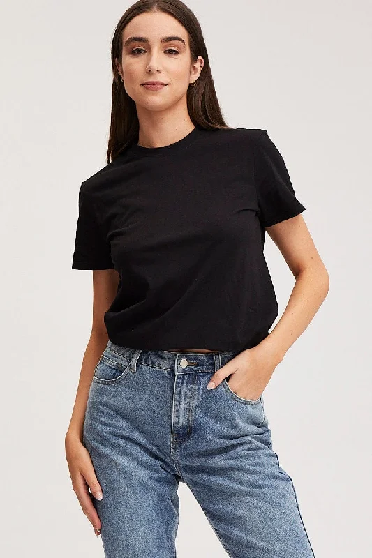 Black T Shirt Short Sleeve Crew Neck