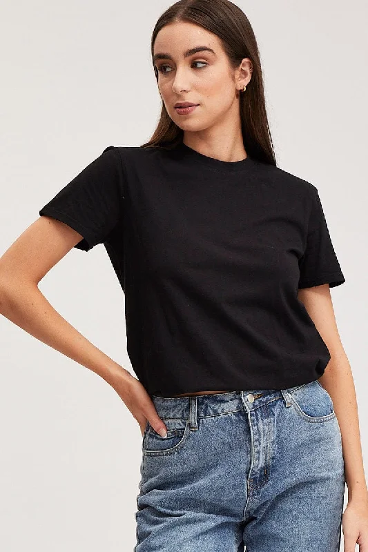 Black T Shirt Short Sleeve Crew Neck