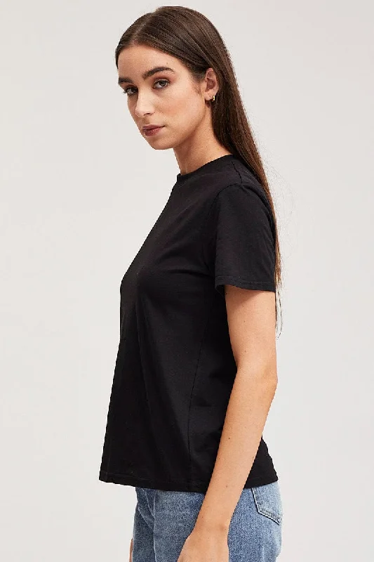 Black T Shirt Short Sleeve Crew Neck