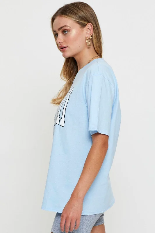 Blue Graphic T Shirt Short Sleeve