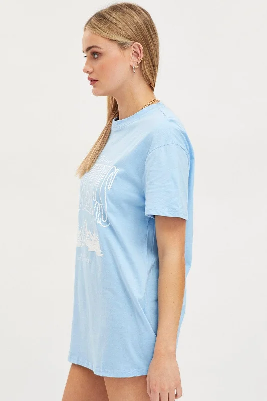 Blue Graphic T Shirt Short Sleeve