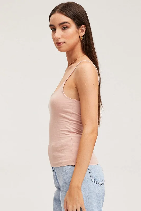 Brown Singlet Top Sleeveless Cotton