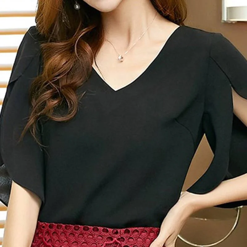 Casual Frill Sleeve Chiffon Shirts & Tops