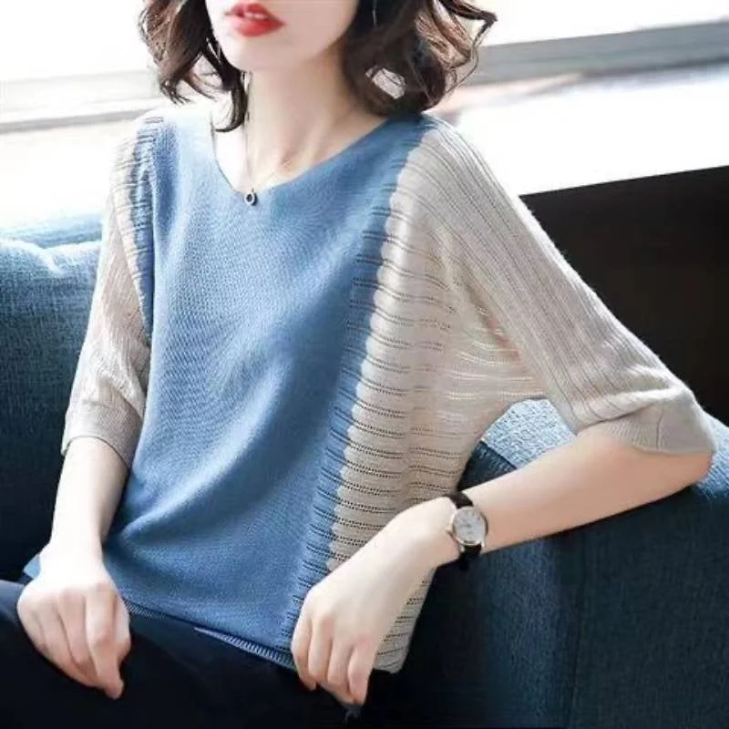 Casual Shift Half Dolman Sleeve Shirts & Tops