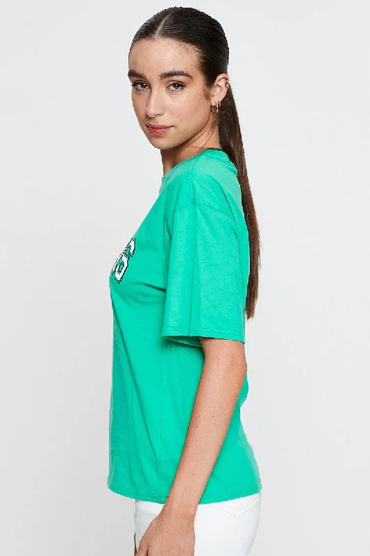 Green Graphic T Shirt Short Sleeve