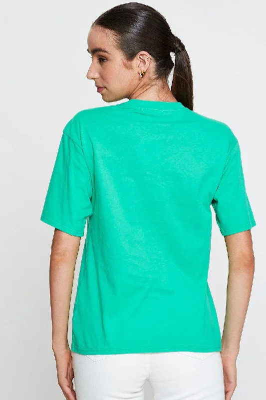 Green Graphic T Shirt Short Sleeve