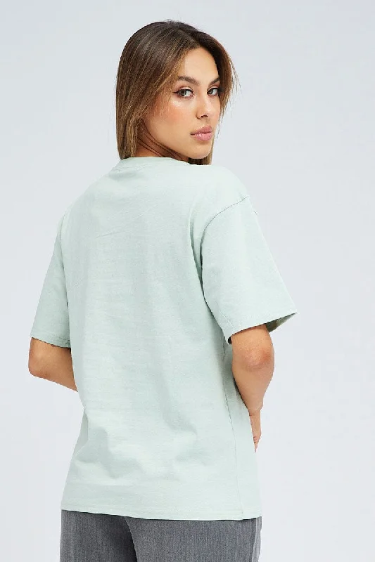 Green Graphic Tee Short Sleeve Oversized