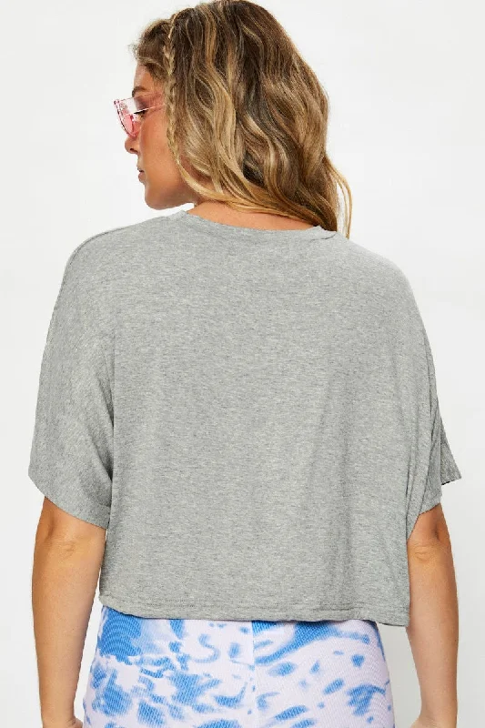 Grey Drawstring Hem Tee