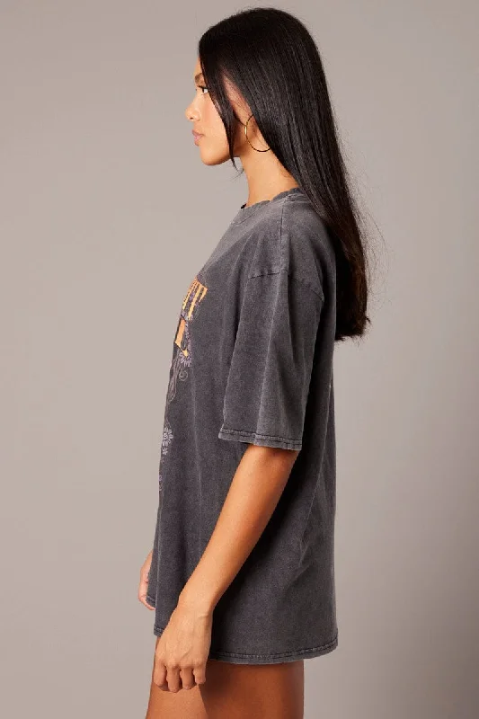 Grey Graphic Tee Short Sleeve