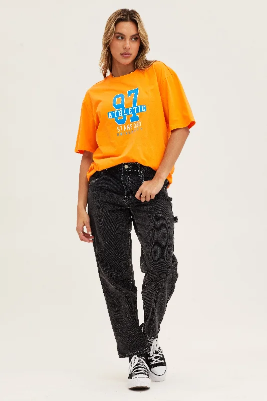 Orange Crew Neck Oversized Tee