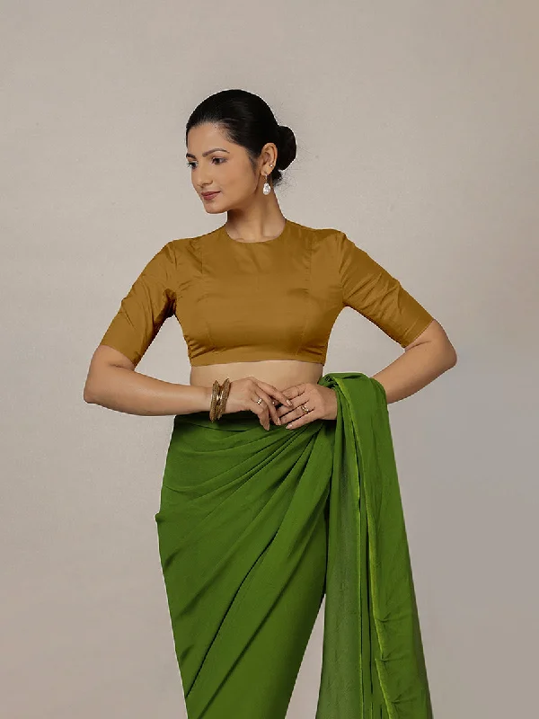 Myra x Rozaana | Bronze Gold Backless Saree Blouse w/ FlexiFit™