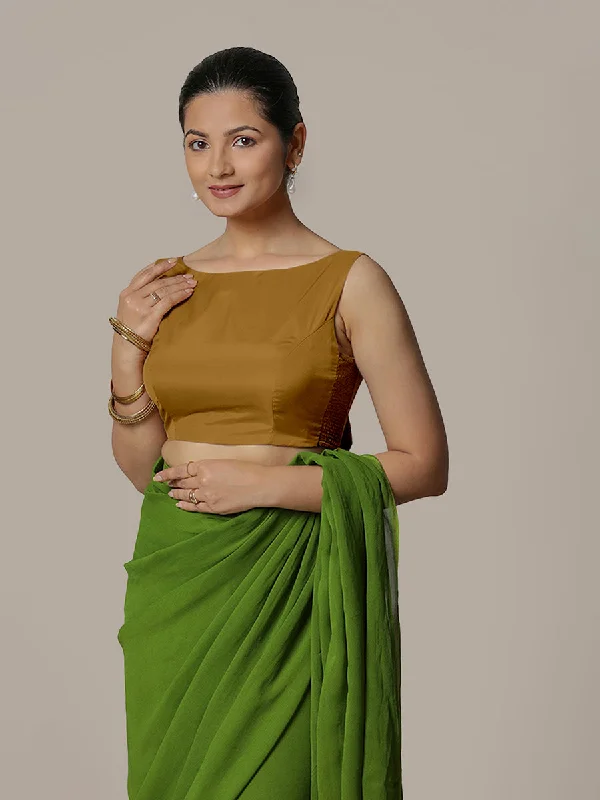 Sherry x Rozaana | Bronze Gold Saree Blouse w/ Back Bow and FlexiFit™