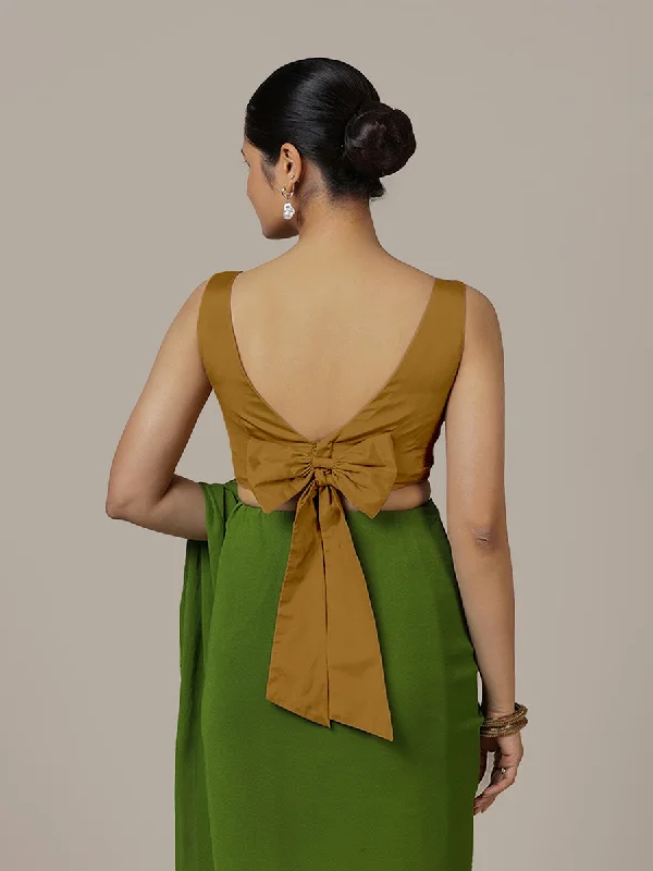 Sherry x Rozaana | Bronze Gold Saree Blouse w/ Back Bow and FlexiFit™