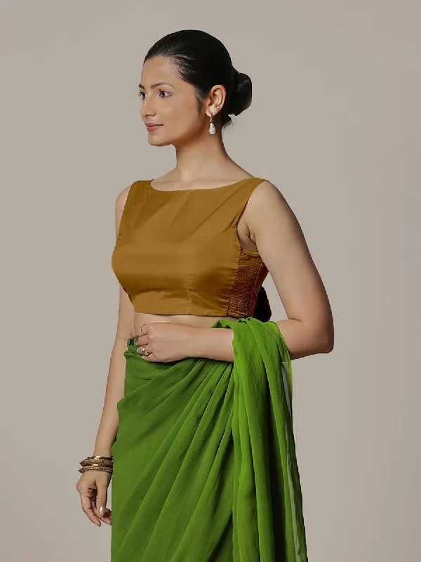 Sherry x Rozaana | Bronze Gold Saree Blouse w/ Back Bow and FlexiFit™