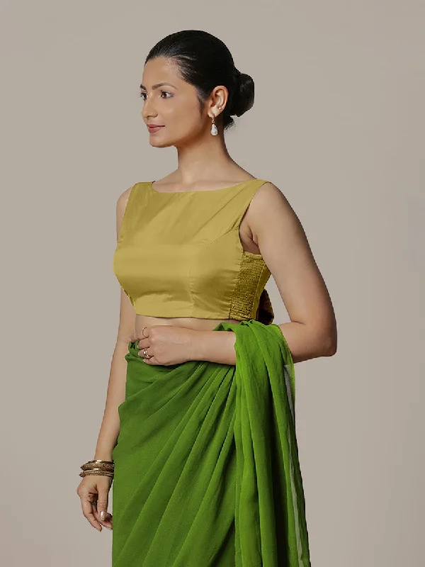 Sherry x Rozaana | Lemon Yellow Saree Blouse w/ Back Bow and FlexiFit™