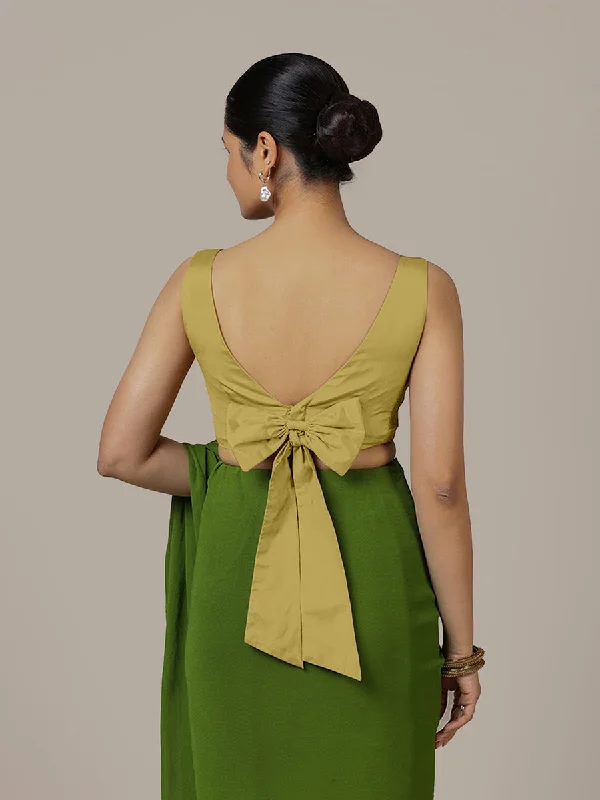 Sherry x Rozaana | Lemon Yellow Saree Blouse w/ Back Bow and FlexiFit™