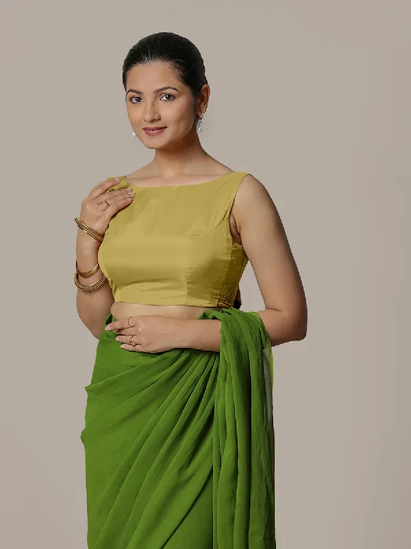 Sherry x Rozaana | Lemon Yellow Saree Blouse w/ Back Bow and FlexiFit™