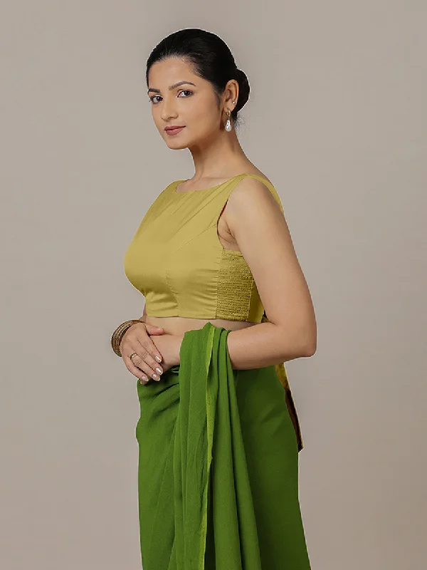 Sherry x Rozaana | Lemon Yellow Saree Blouse w/ Back Bow and FlexiFit™