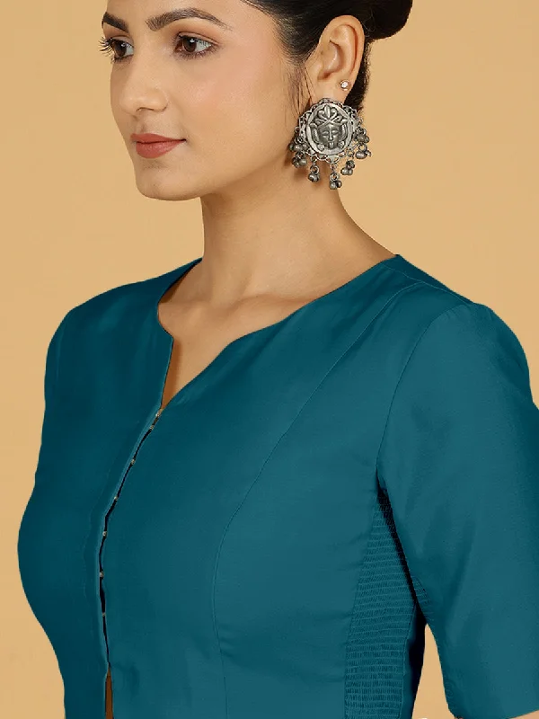 Rekha x Rozaana | Long Saree Blouse in Crystal Teal