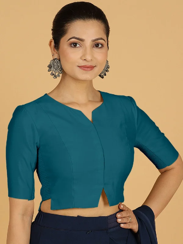 Rekha x Rozaana | Long Saree Blouse in Crystal Teal