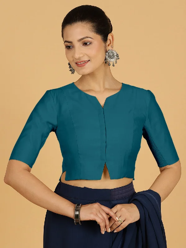 Rekha x Rozaana | Long Saree Blouse in Crystal Teal