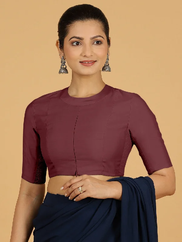 Farida x Rozaana | Regular Sleeves Saree Blouse in Deep Maroon