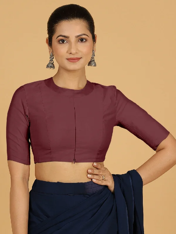 Farida x Rozaana | Regular Sleeves Saree Blouse in Deep Maroon