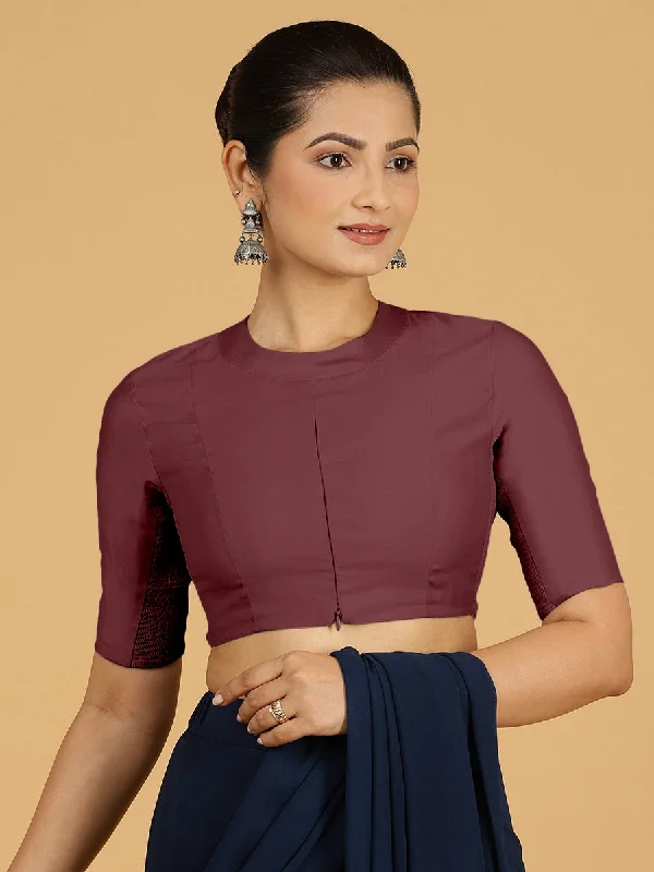 Farida x Rozaana | Regular Sleeves Saree Blouse in Deep Maroon