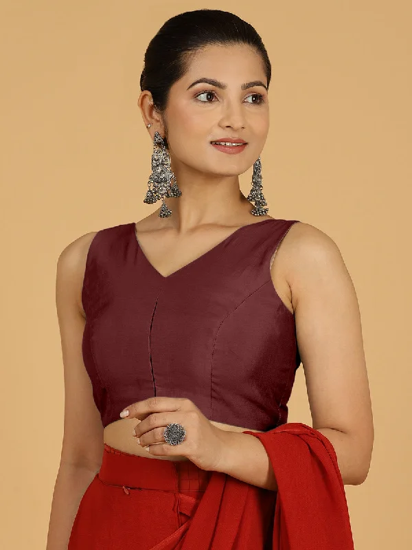 Hema x Rozaana |  Saree Blouse in Deep Maroon