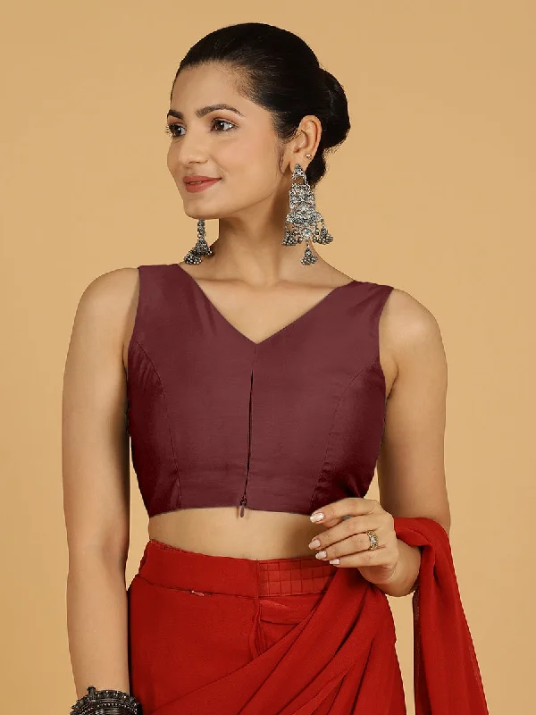 Hema x Rozaana |  Saree Blouse in Deep Maroon