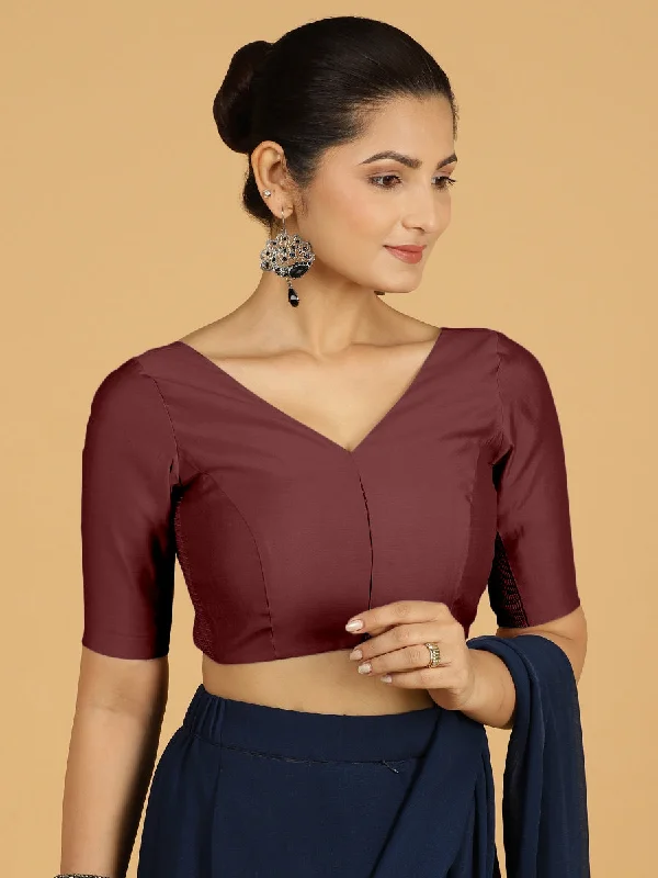 Vedika x Rozaana |  Saree Blouse in Deep Maroon