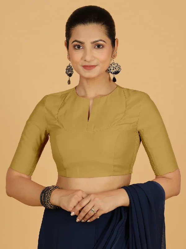 Karishma x Rozaana | Elbow Sleeves Saree Blouse in Dijon Mustard