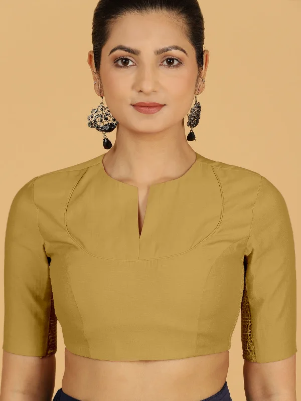 Karishma x Rozaana | Elbow Sleeves Saree Blouse in Dijon Mustard